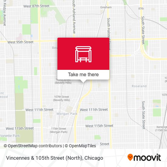 Vincennes & 105th Street (North) map