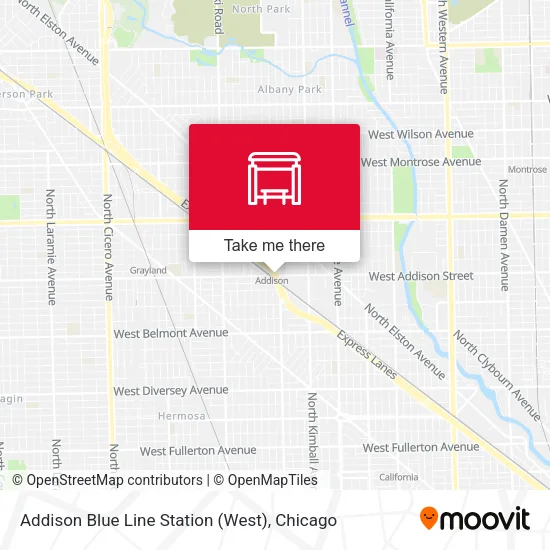 Mapa de Addison Blue Line Station (West)