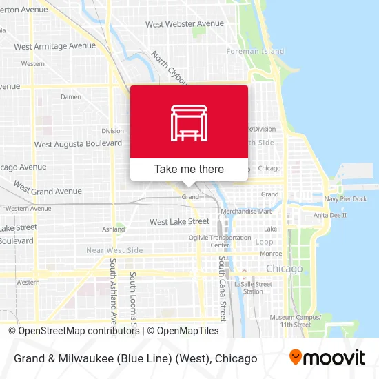 Grand & Milwaukee (Blue Line) (West) map