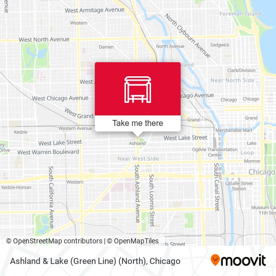 Ashland & Lake (Green Line) (North) map