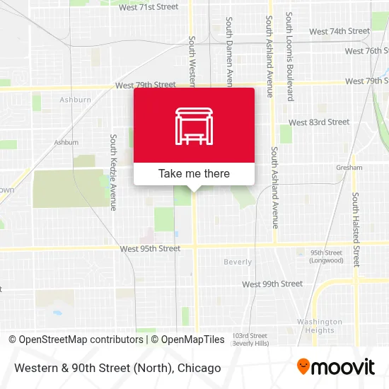 Western & 90th Street (North) map