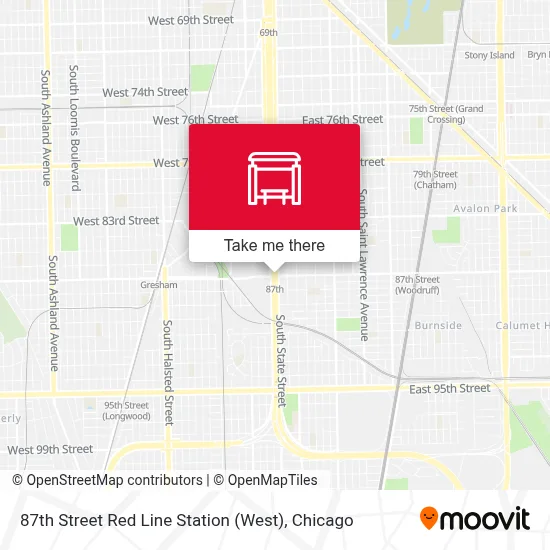 87th Street Red Line Station (West) map
