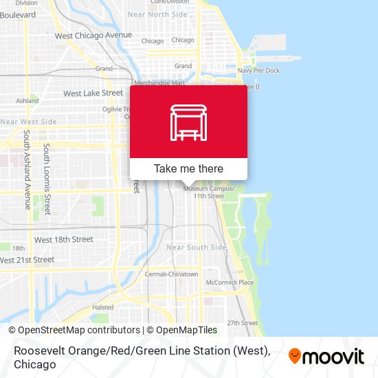 Mapa de Roosevelt Orange / Red / Green Line Station (West)