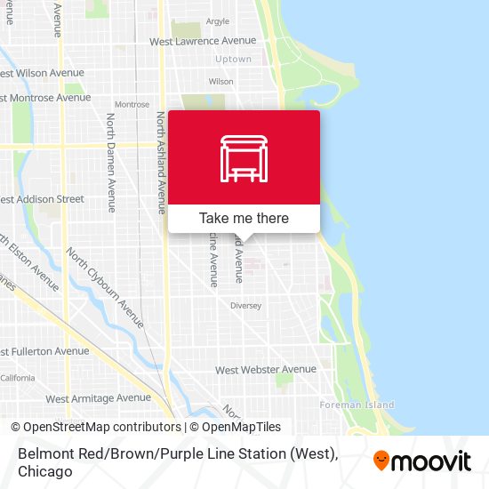 Mapa de Belmont Red / Brown / Purple Line Station (West)