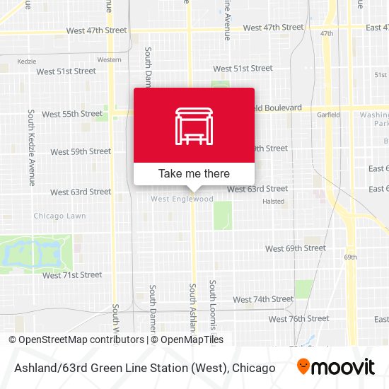 Mapa de Ashland / 63rd Green Line Station (West)