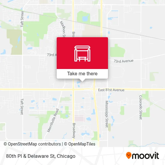80th Pl & Delaware St map