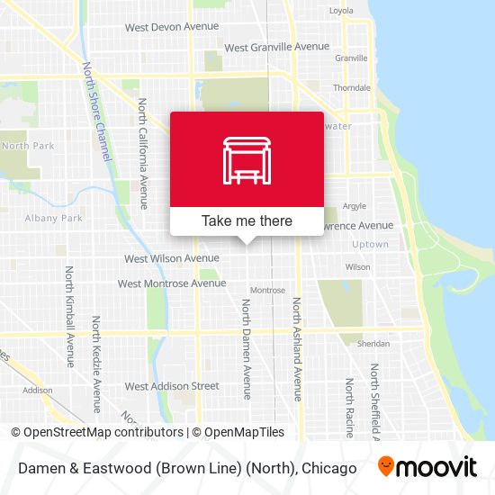 Mapa de Damen & Eastwood (Brown Line) (North)