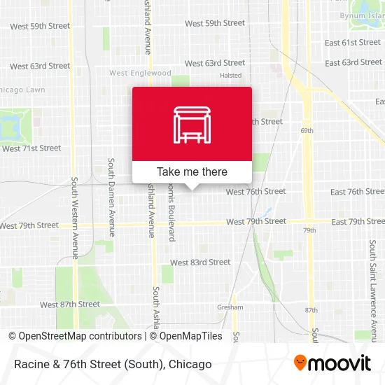 Racine & 76th Street (South) map