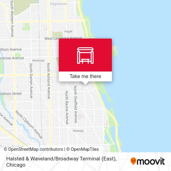 Halsted & Waveland / Broadway Terminal (East) map