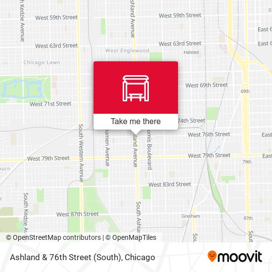 Ashland & 76th Street (South) map