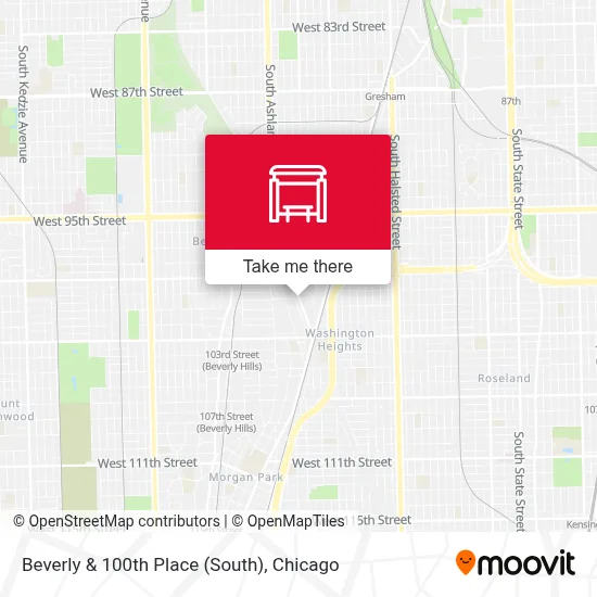 Beverly & 100th Place (South) map