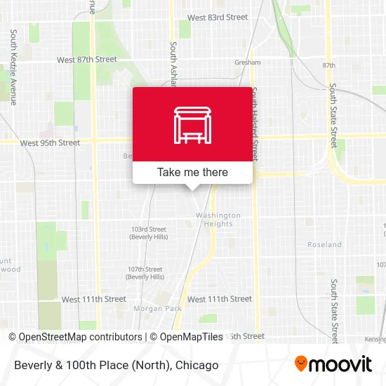 Beverly & 100th Place (North) map