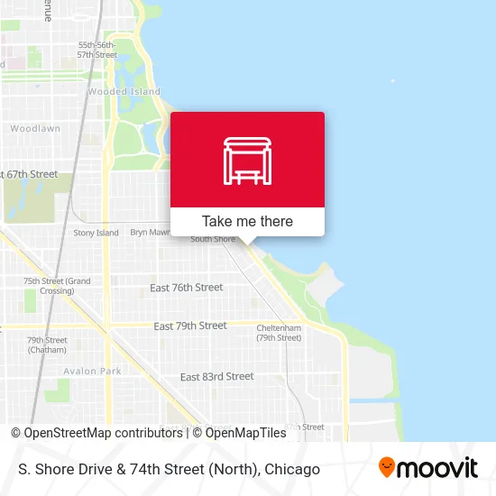 S. Shore Drive & 74th Street (North) map