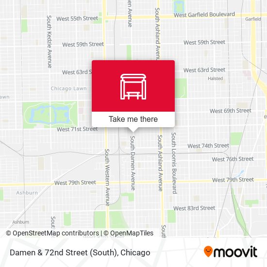 Damen & 72nd Street (South) map