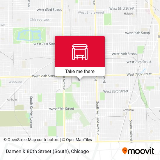 Damen & 80th Street (South) map
