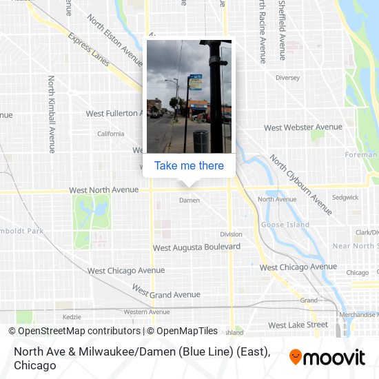 Mapa de North Ave & Milwaukee / Damen (Blue Line) (East)