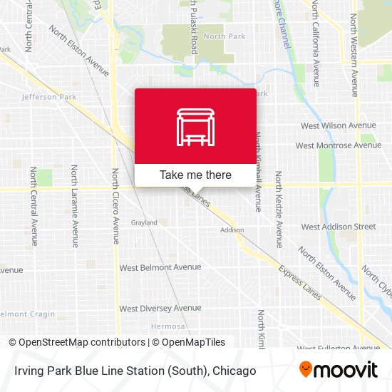 Mapa de Irving Park Blue Line Station (South)