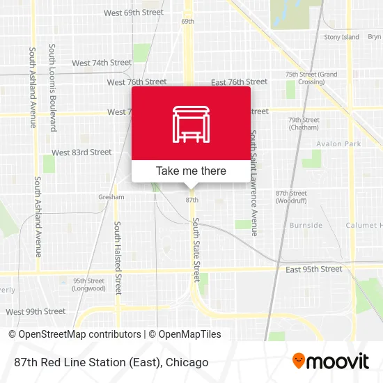 87th Red Line Station (East) map