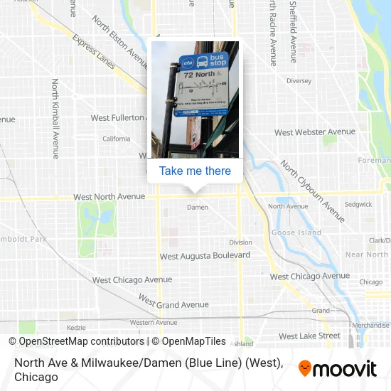 North Ave & Milwaukee / Damen (Blue Line) (West) map