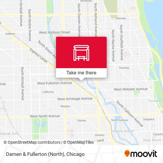 Damen & Fullerton (North) map