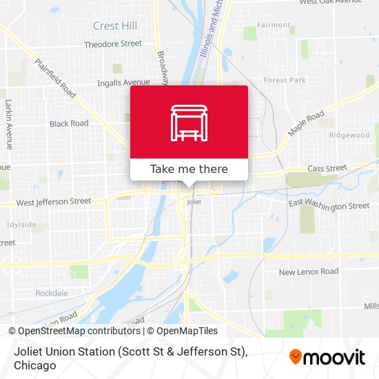 Joliet Union Station (Scott St & Jefferson St) map