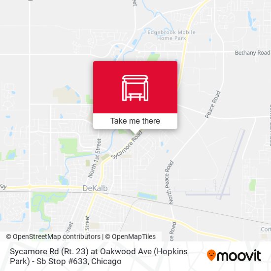 Mapa de Sycamore Rd (Rt. 23) at Oakwood Ave (Hopkins Park) - Sb Stop #633