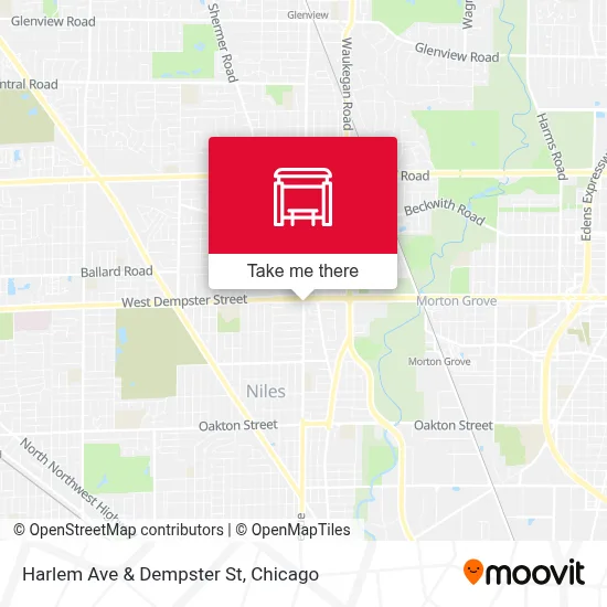 Harlem Ave & Dempster St map