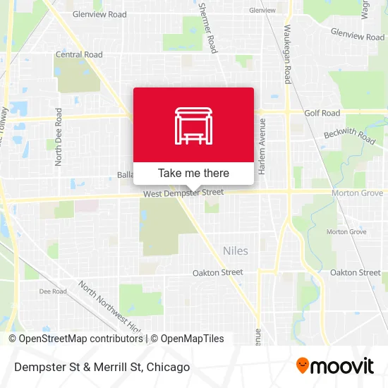 Dempster St & Merrill St map
