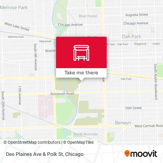 Des Plaines Ave & Polk St map