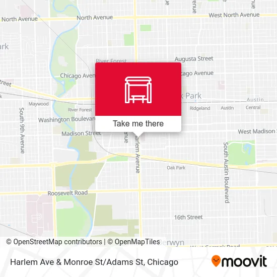 Harlem Ave & Monroe St / Adams St map
