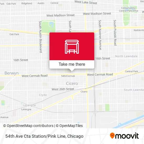 Mapa de 54th Ave Cta Station/Pink Line