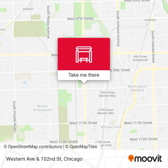 Western Ave & 102nd St map