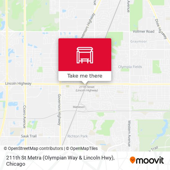 211th St Metra (Olympian Way & Lincoln Hwy) map