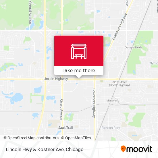 Lincoln Hwy & Kostner Ave map