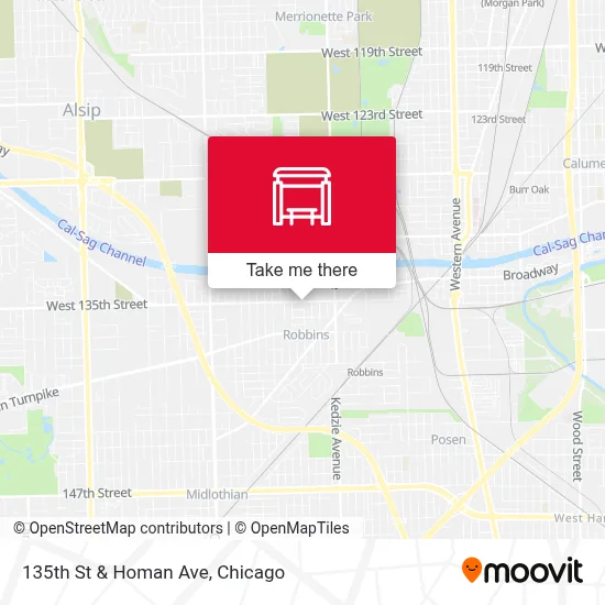 135th St & Homan Ave map