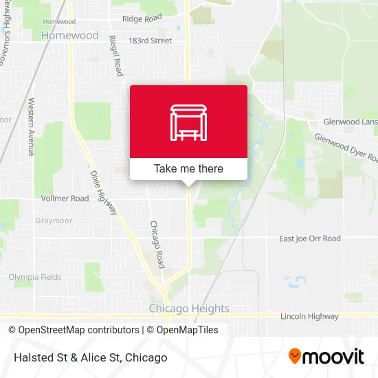 Halsted St & Alice St map