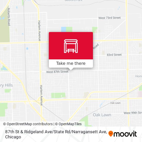 87th St & Ridgeland Ave / State Rd / Narragansett Ave map