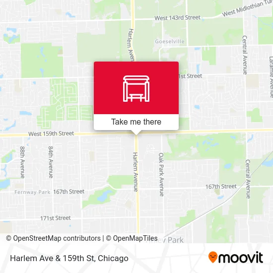 Harlem Ave & 159th St map