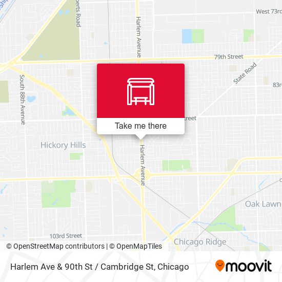Harlem Ave & 90th St / Cambridge St map