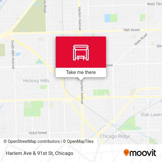 Harlem Ave & 91st St map