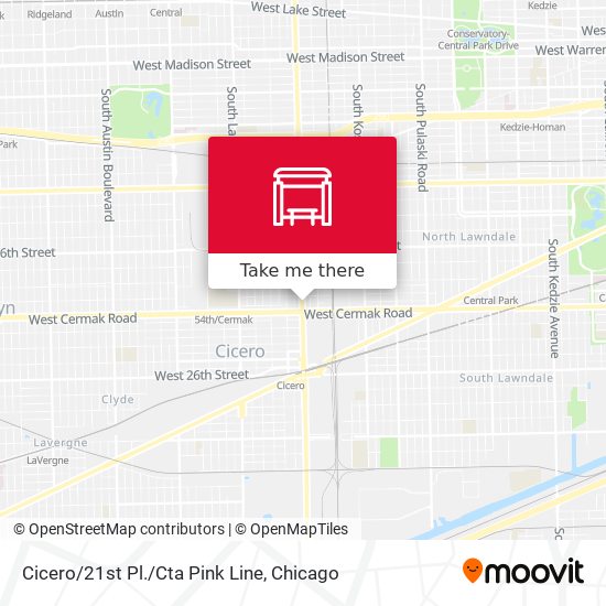 Cicero/21st Pl./Cta Pink Line map