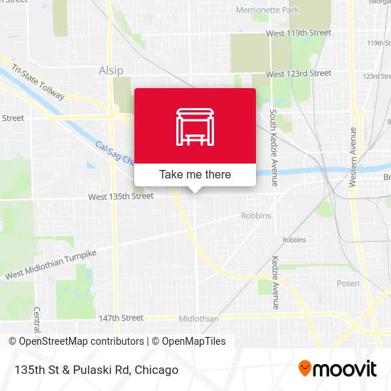 135th St & Pulaski Rd map