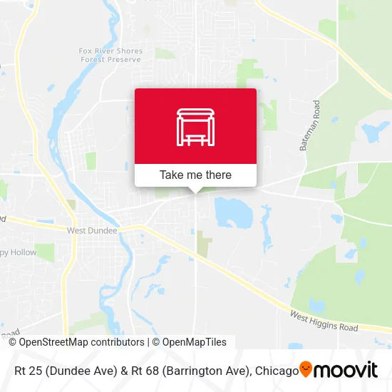 Rt 25 (Dundee Ave) & Rt 68 (Barrington Ave) map