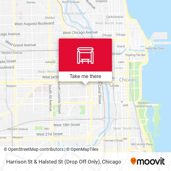 Mapa de Harrison St & Halsted St (Drop Off Only)
