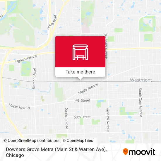 Mapa de Downers Grove Metra (Main St & Warren Ave)