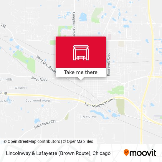 Lincolnway & Lafayette (Brown Route) map
