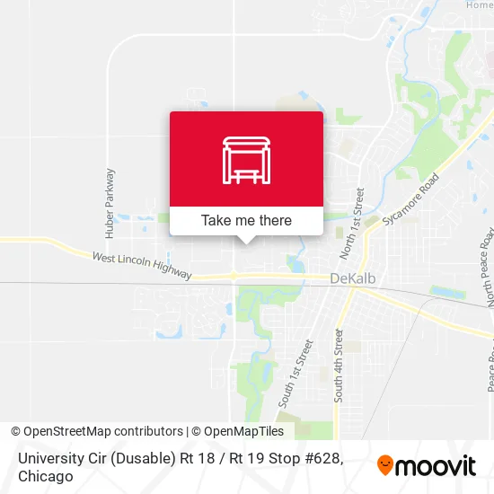 University Cir (Dusable) Rt 18 / Rt 19 Stop #628 map