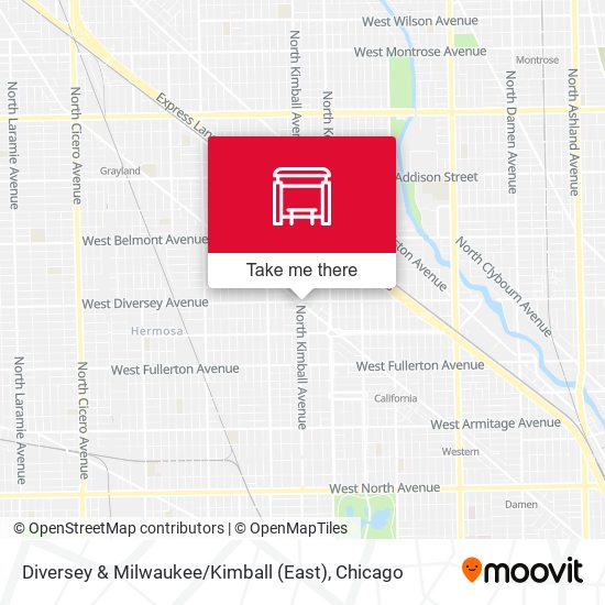 Diversey & Milwaukee / Kimball (East) map