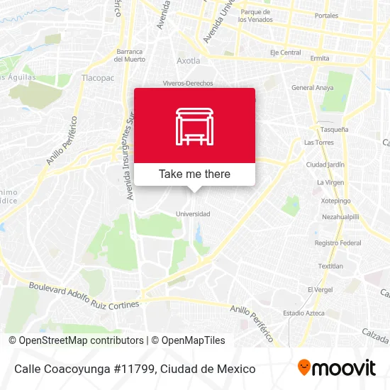 Calle Coacoyunga #11799 - Rutas, horarios y tarifas