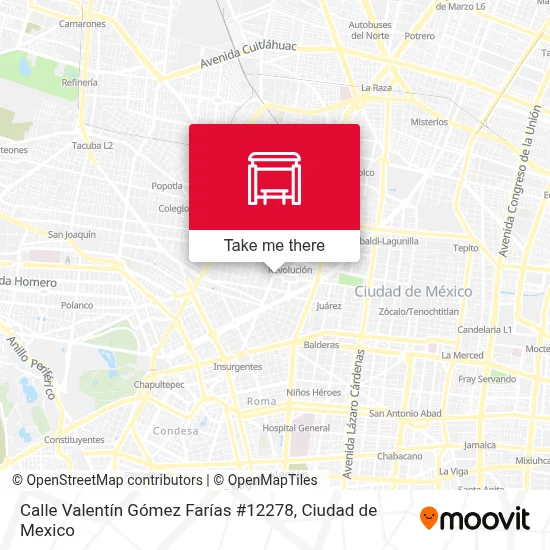 Valentin Mexico Maps Calle Valentín Gómez Farías #12278 stop - Routes, Schedules, and Fares